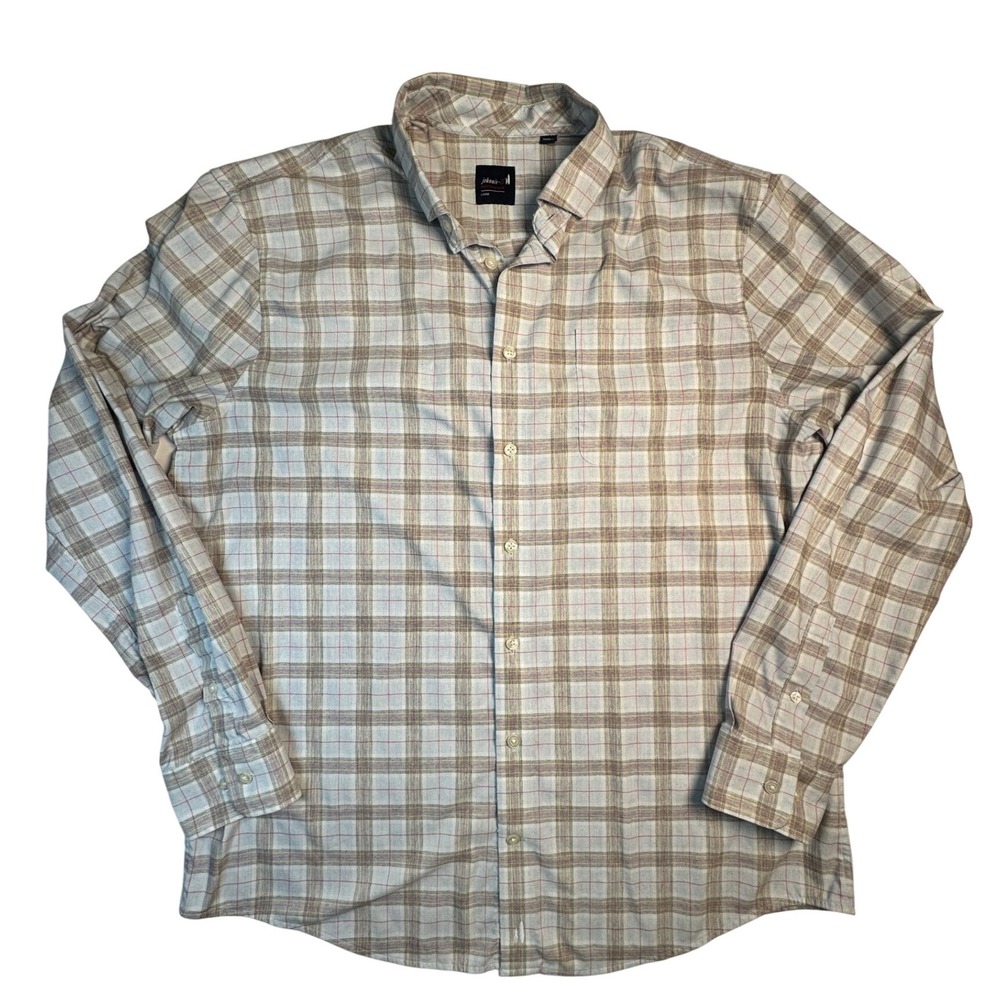 Johnnie-O Performance Shirt Mens Large Chan Malibu Blue Plaid JMWL8420 Stretch